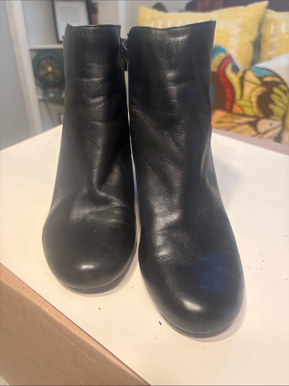 Isaac Mizrahi Black Leather Ankle Booties with Side Zip